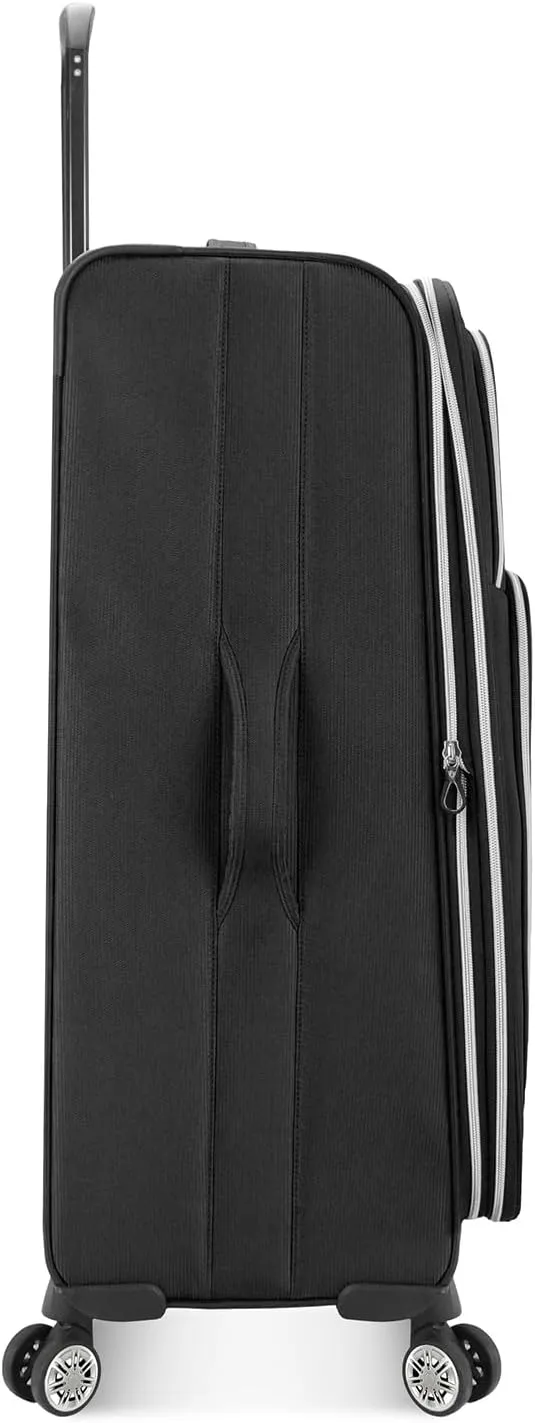 Traveler's Choice Lares Softside Expandable Luggage with Spinner Wheels, Black, Checked 26-Inch