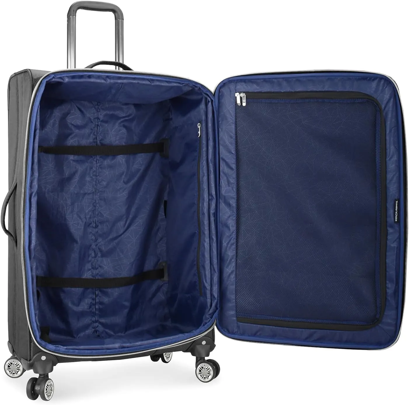 Traveler's Choice Lares Softside Expandable Luggage with Spinner Wheels, Black, Checked 26-Inch