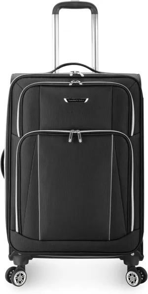 Traveler's Choice Lares Softside Expandable Luggage with Spinner Wheels, Black, Checked 26-Inch