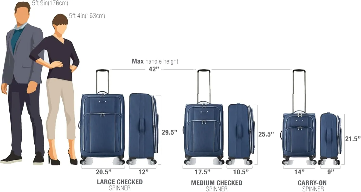 Traveler's Choice Lares Softside Expandable Luggage with Spinner Wheels, Navy, Checked 26-Inch