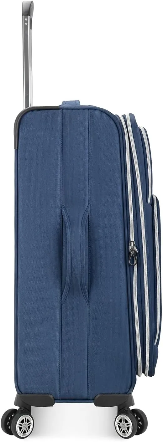 Traveler's Choice Lares Softside Expandable Luggage with Spinner Wheels, Navy, Checked 26-Inch