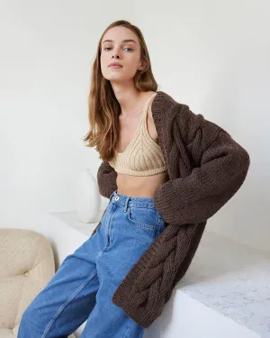 Twisted Erik Wool Cardigan Earth