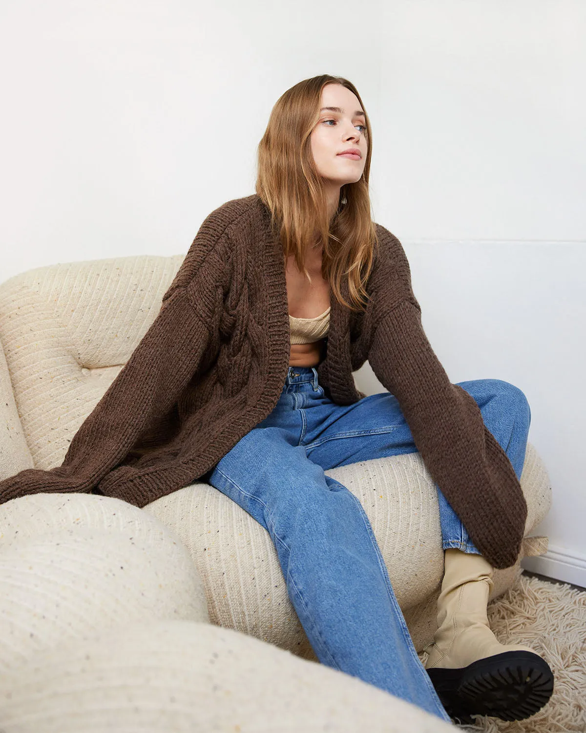 Twisted Erik Wool Cardigan Earth