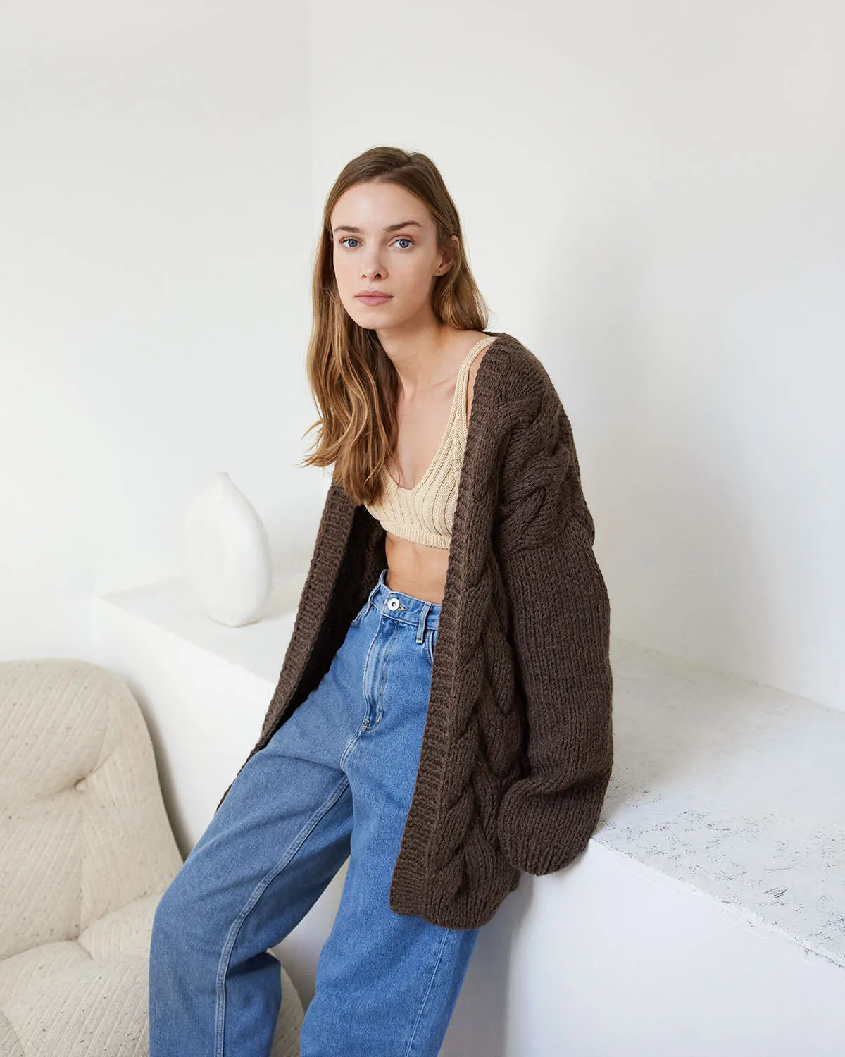 Twisted Erik Wool Cardigan Earth