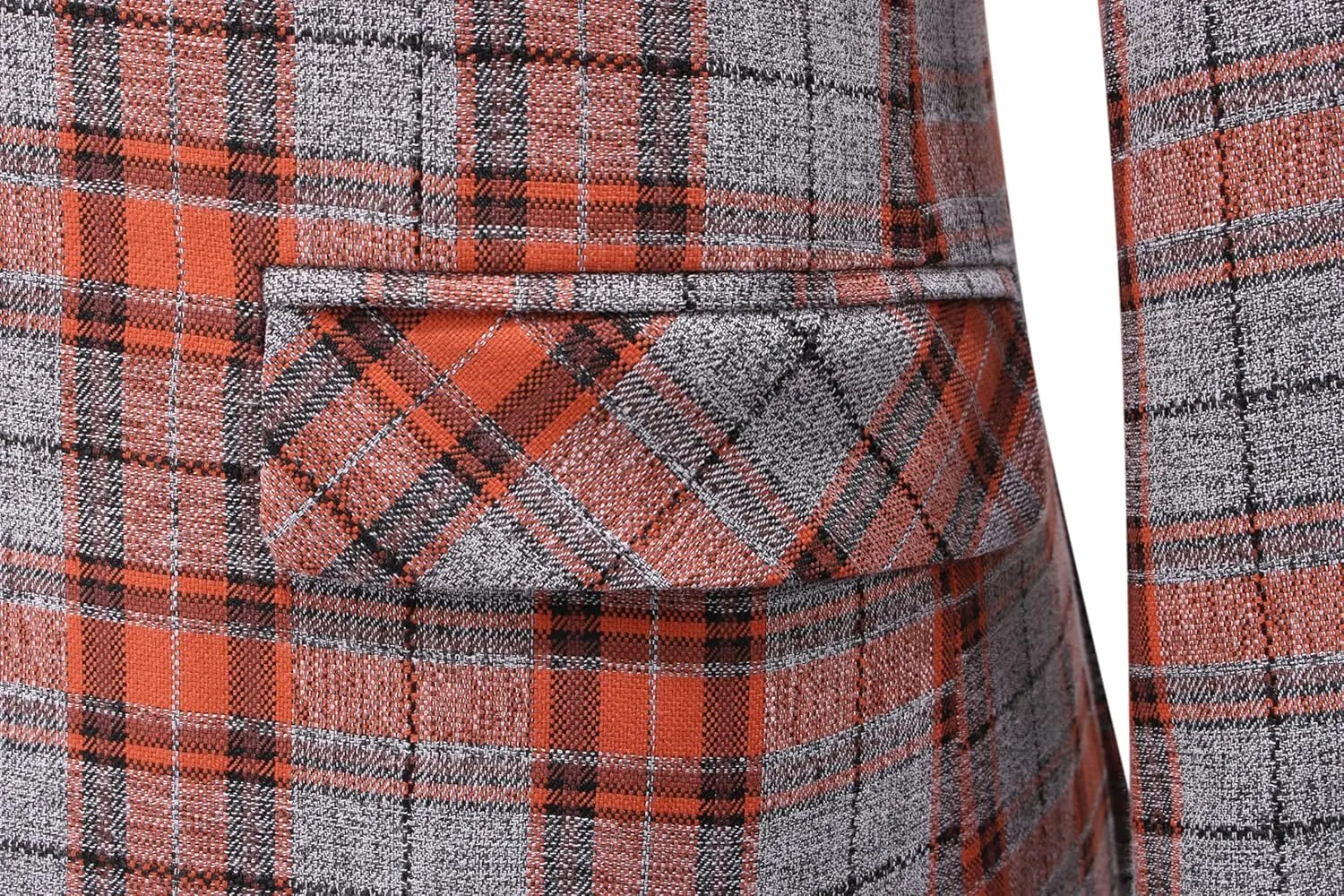 UNINUKOO Mens Suit Slim Fit 3 Piece Plaid Checked Tuxedo Formal Business Wedding Suits for Men