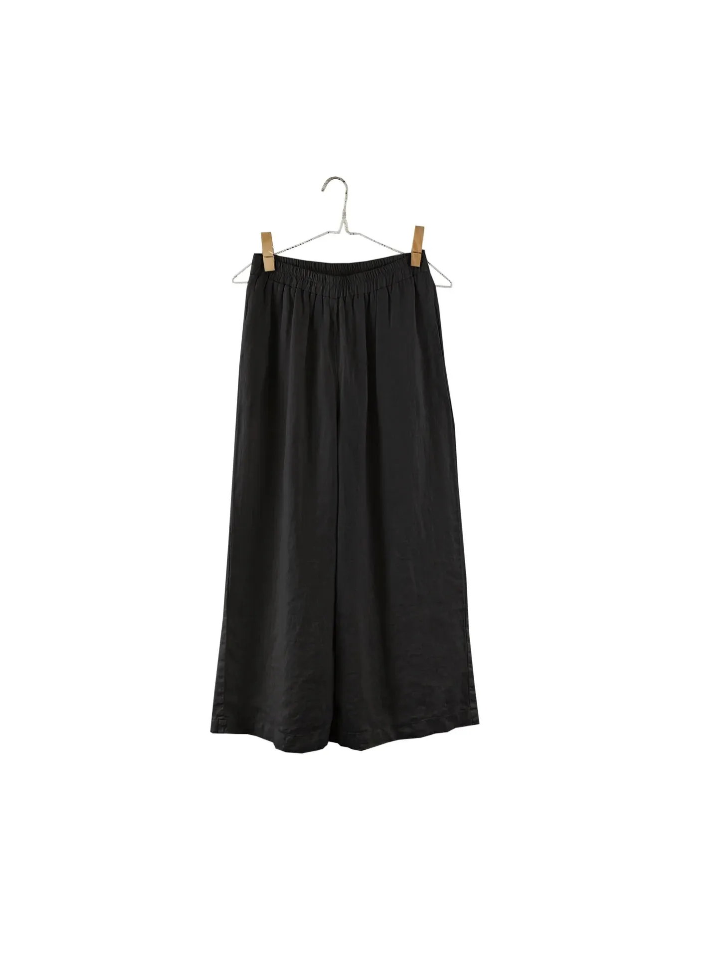 Wide Linen Pant in Black