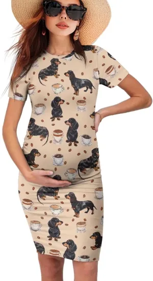 Womens Side Ruched Maternity Dress for Wedding Guest Baby Shower Pregnancy Clothes Ultra-Soft Bodycon Dress S-XXL