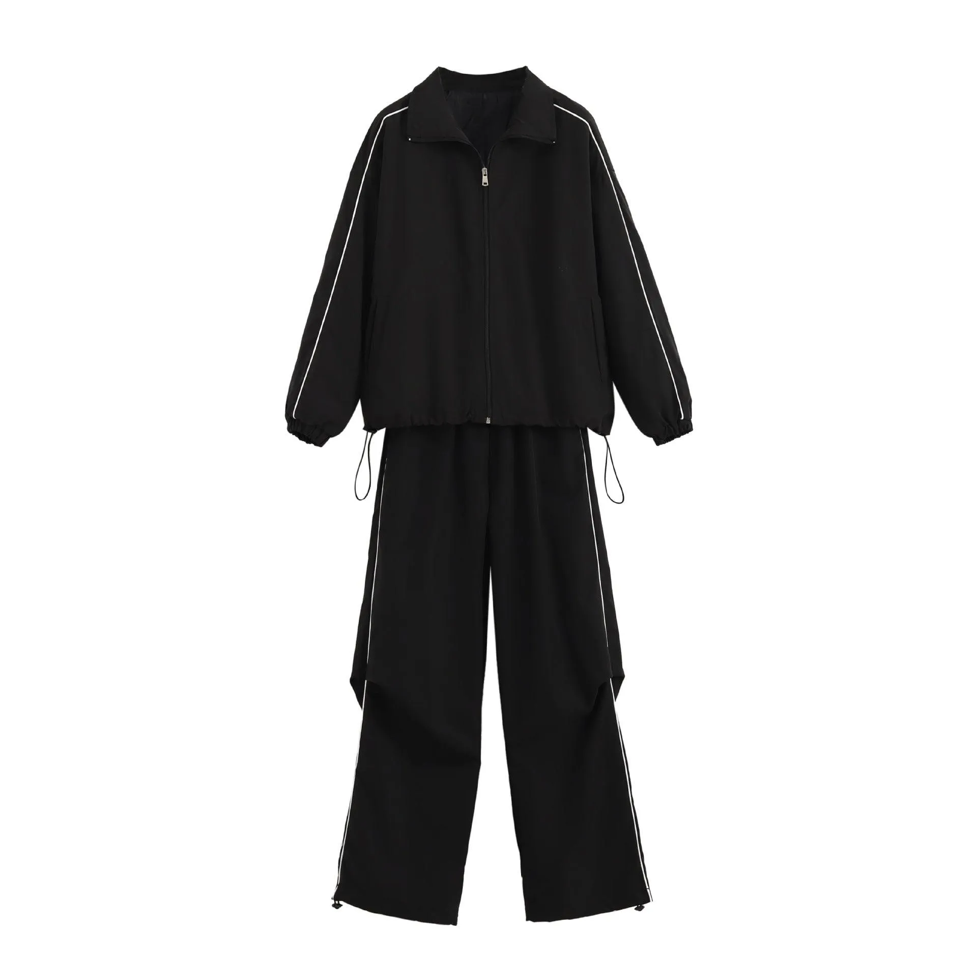 Women's Sports Shell Jacket Cardigan Coat Wide Leg Pants