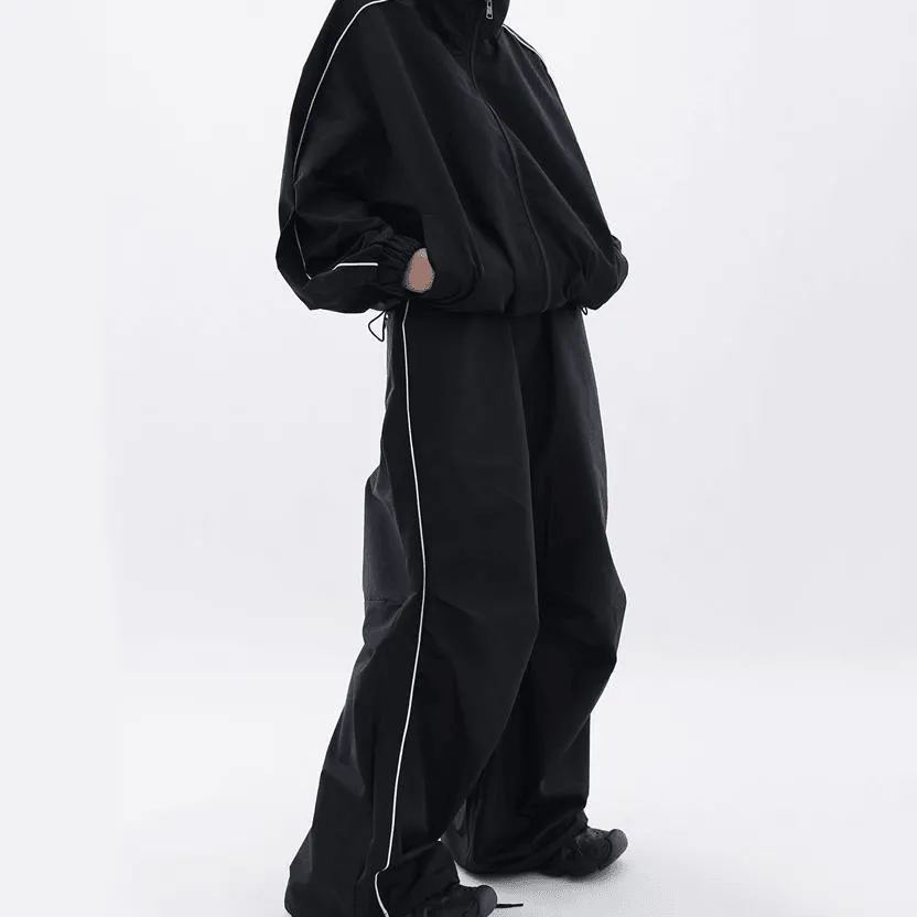 Women's Sports Shell Jacket Cardigan Coat Wide Leg Pants