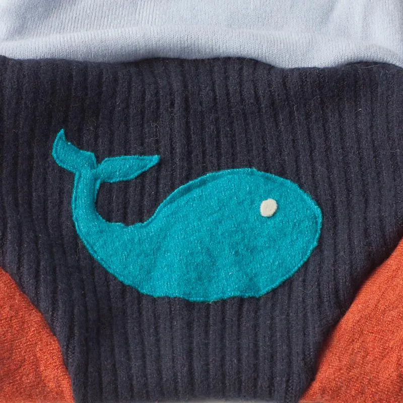Wool Diaper Cover with Whale Appliqué