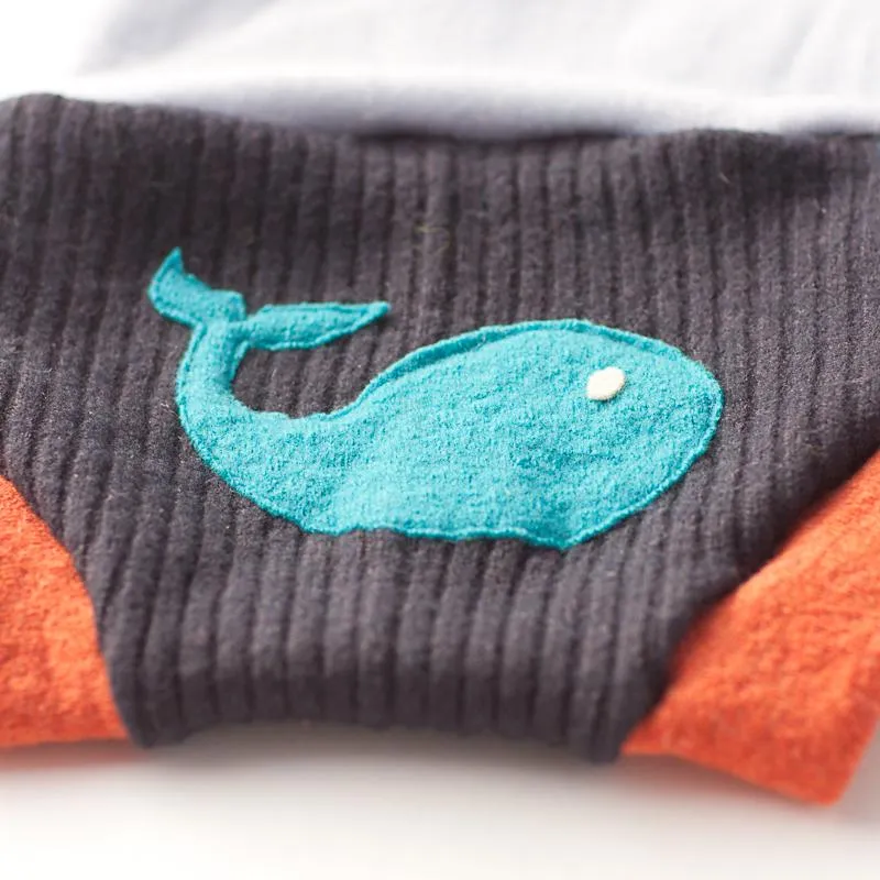 Wool Diaper Cover with Whale Appliqué