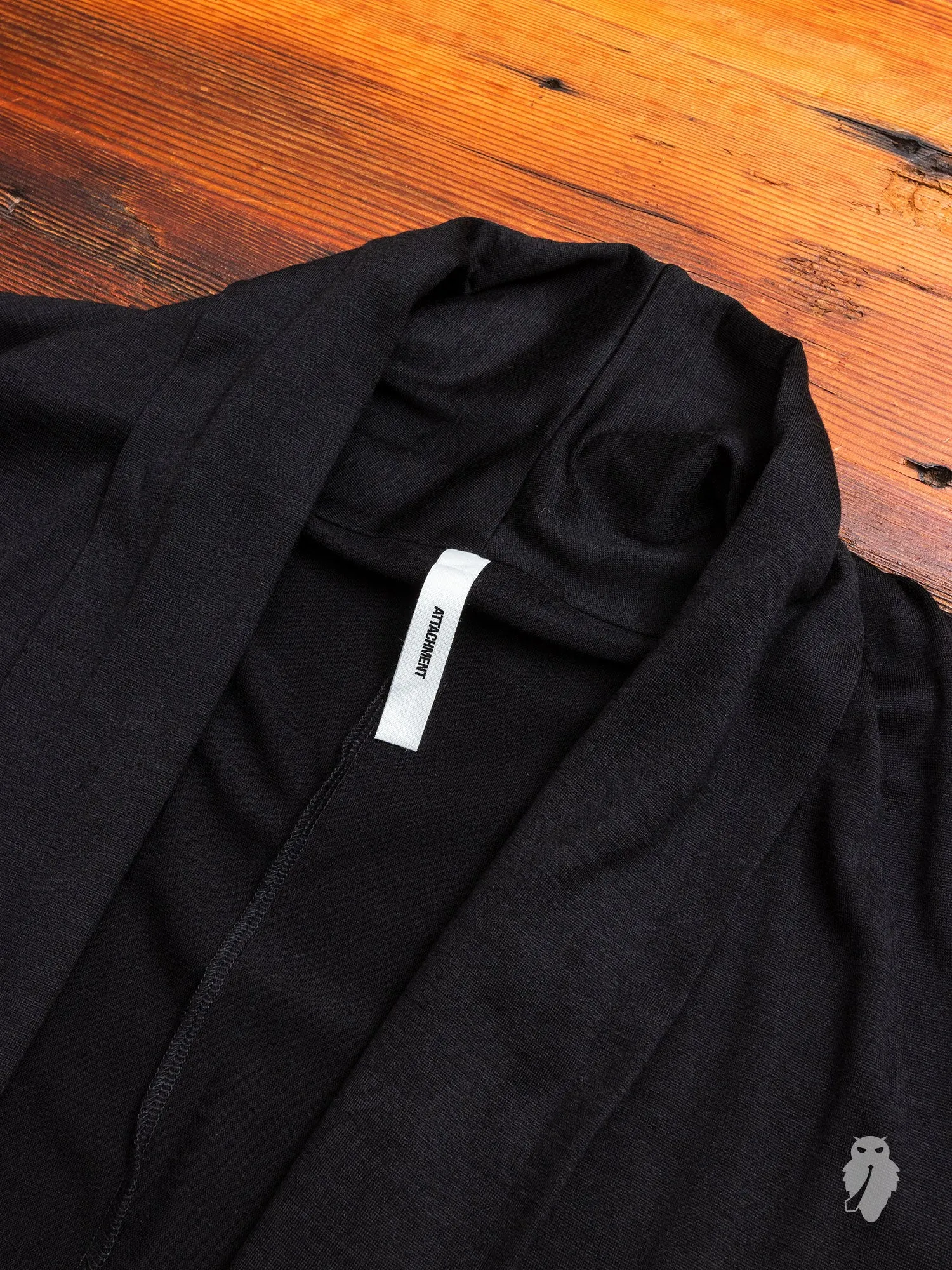 Wool Stole Collar Cardigan in Black